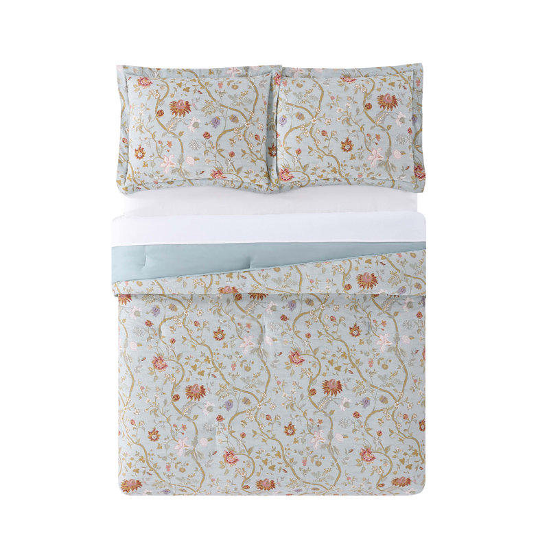 Ensemble d'édredon en coton Style 212 Bedford, Édredon double / grand + 2 taies décoratives sta, Bleu