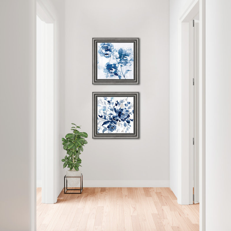 Indigo Garden II - ensemble de 2 peintures encadrées