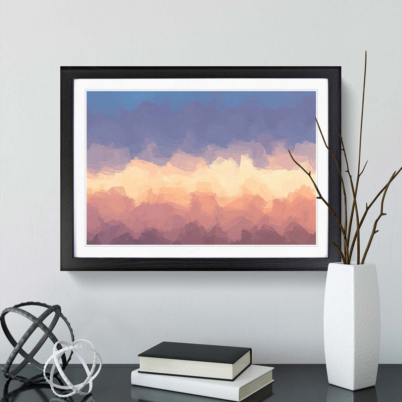 Cloud Stripes in Abstract - Picture Frame Graphic Art Print, Black Framed, 36cm H x 48cm W x 2cm D