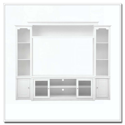 Meuble télé moderne avec bibliothèque pour téléviseur de 65 po ou moins, centre de divertissement avec 4 tablettes réglables, portes en verre trempé