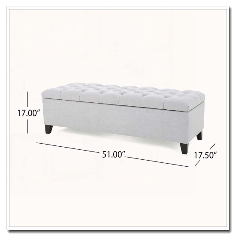 Button Tufted  Storage Bench Ottoman, Light Gray