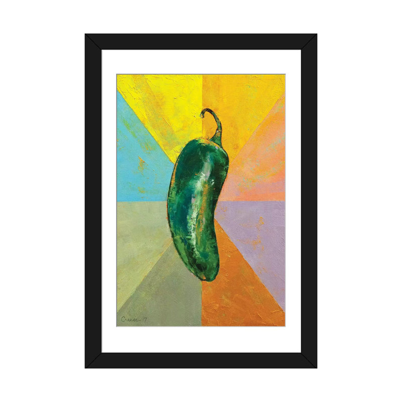 «Jalapeno», reproduction sur toile, H 24 po x l 16 po x P 1 po, Papier d'art encadré noir, Blanc
