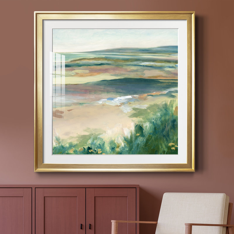 Sea Reflections - Peinture encadrée, Papier encadré doré, H 26,5 po x l 26,5 po x P 1,5 po