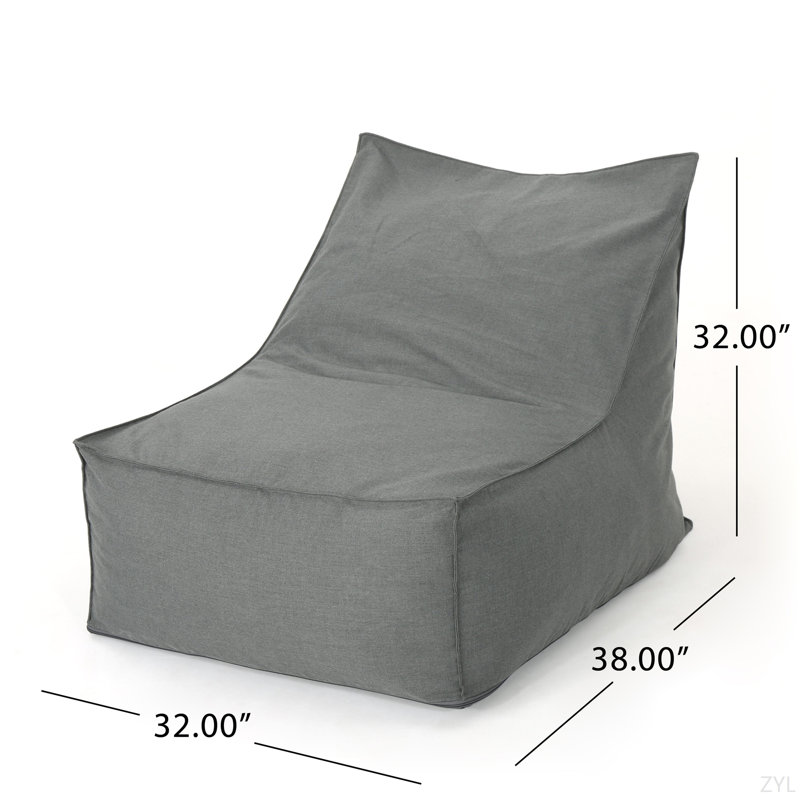 Ettie 3 Ft. Water Resistant Fabric Bean Bag Chair, Gray