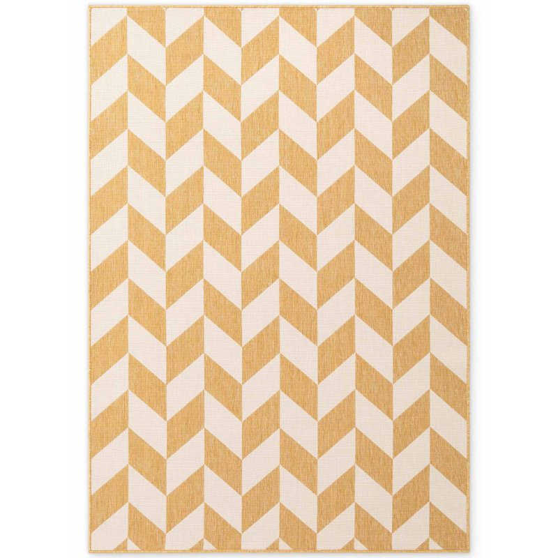 Deslie Geometric 160cm X 230cm Indoor / Outdoor Area Rug, Tan