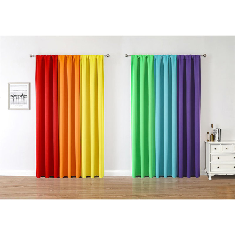 6 panneaux de rideaux occultants avec passe-tringle Rideaux arc-en-ciel pour chambre à coucher, salle de classe, chambre de bébé, rideaux