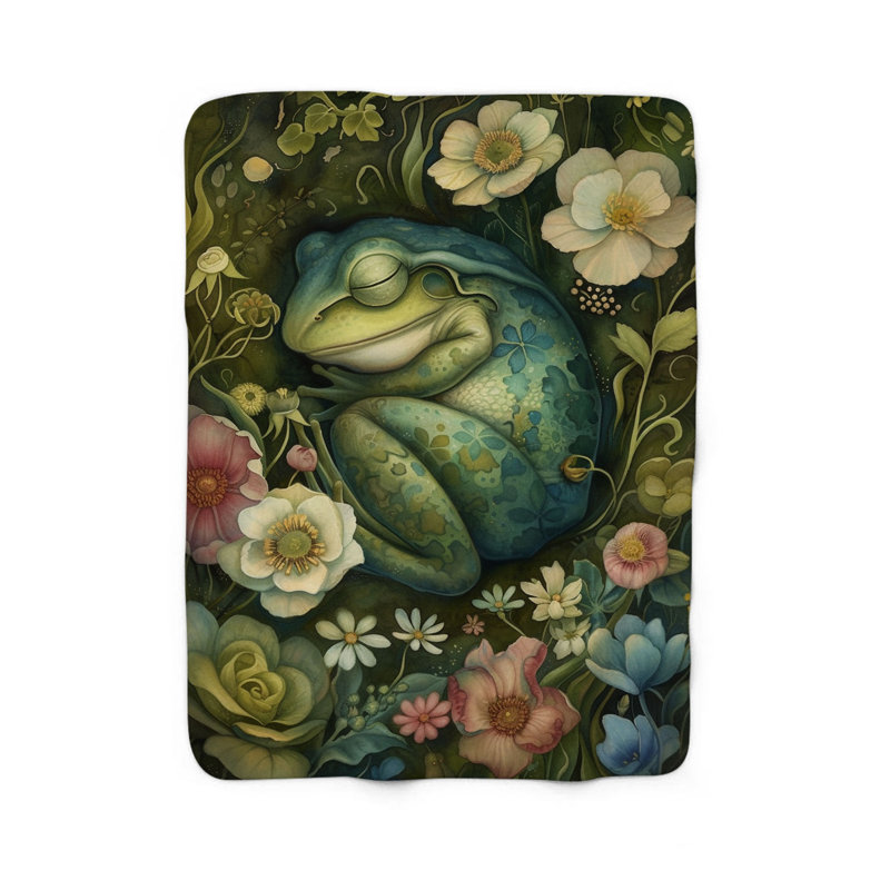 Adorable couverture grenouille endormie, L 80 po x l 60 po