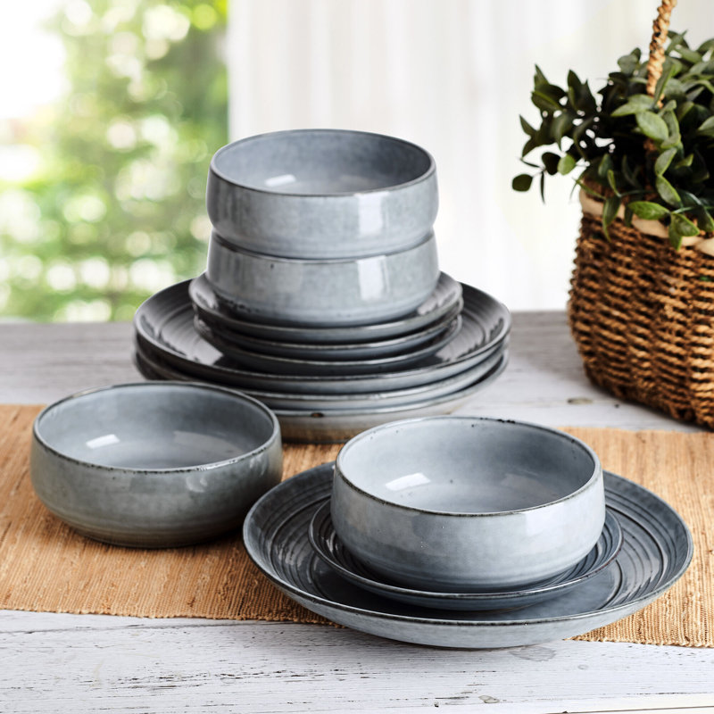 Jensen 12-Piece Stoneware Dinnerware Set, Service for 4