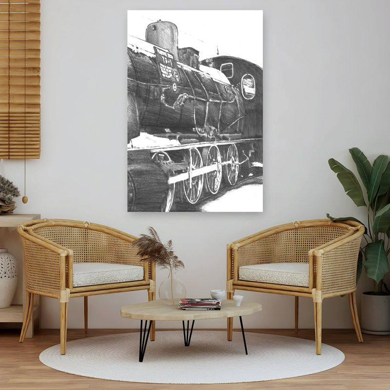 «Winter Steam Train», impression d'art industriel rétro, paysage industriel classique, H 60 po x l 40 po