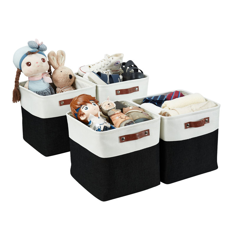 Ensemble de bacs en tissu, H 12 po x l 12 po x P 12 po, Noir/brun