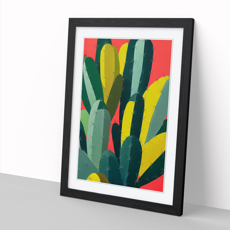 FRM-V0523-346X Cactus Cacti Pop Vol.1 - Single Picture Frame Print, Black Framed, 64cm H x 46cm W x 2cm D