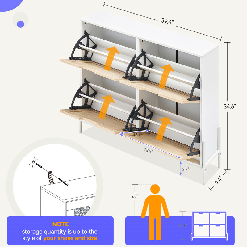 16 Pair Shoe Storage Cabinet