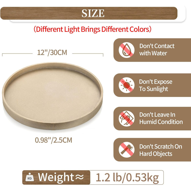 Champagne Gold Candle Plate Round Wood Tray
