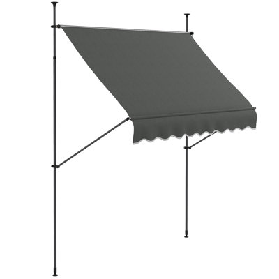 Dakota Fields 250cm W x 120cm D Polyester Cover Retractable Patio Awning,Door Canopy,Window Awning,Freestanding Awning