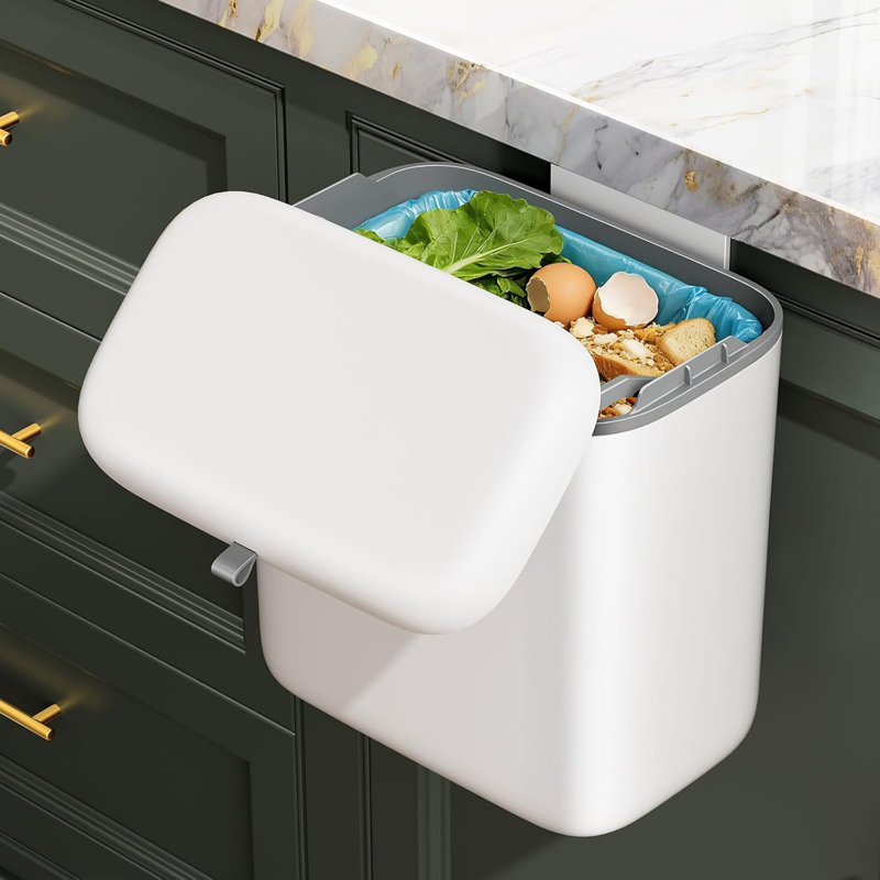 Ensemble de nettoyage pour poubelle et balai à déchets JOYBOS + poubelle de salle de bain mince avec couvercle 2,3 gallons
