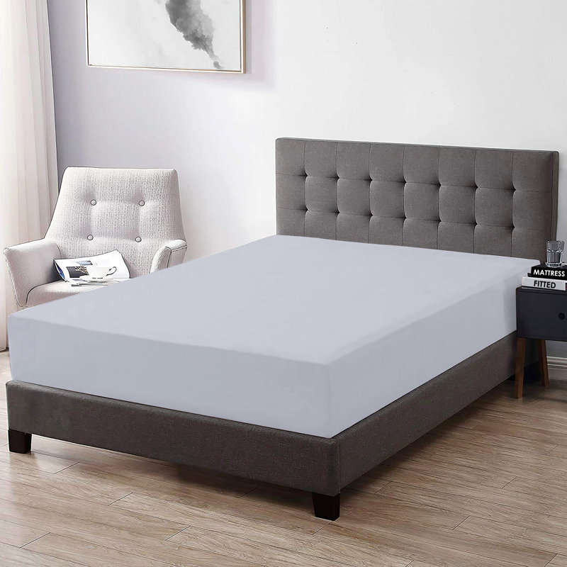 Egyptian Cotton Sateen Fitted Sheet, Twin, Vapor Blue