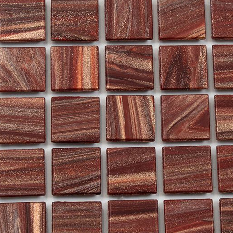 Celestial 0.8" x 0.8" Glass Grid Mosaic Wall & Floor Tile , Fire Brick Red