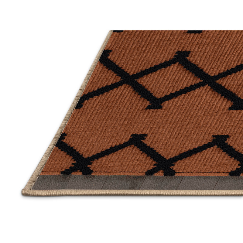 Machine Washable Trellis Brown Area Rug, Rectangle 8' x 10'
