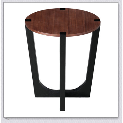 Acacia Solid Wood Side Table With Circular Top And Minimalist Base For Modern Interiors And Outdoor Use