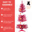 Arbre de Noël rouge de 4 pi avec 50 lumières UL et 122 pointes en PVC - Arbre de Noël artificiel pré-éclairé pour la décoration d'intérieur