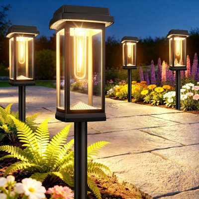 Éclairage solaire de sentier, éclairage de jardin solaire extérieur blanc chaud, éclairage à DEL imperméable pour cour, patio, paysage, allée