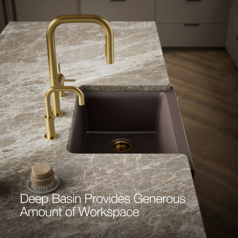 Cairn 29-11/16 In. Undermount Single-Bowl Farmhouse Kitchen Sink, Matte Brown