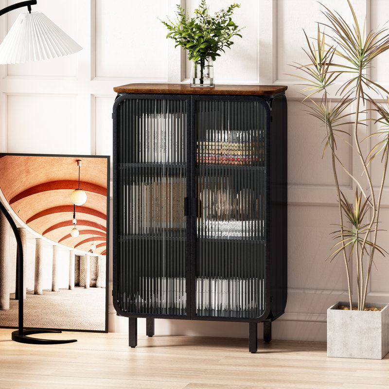 Armoire de rangement à deux portes en verre