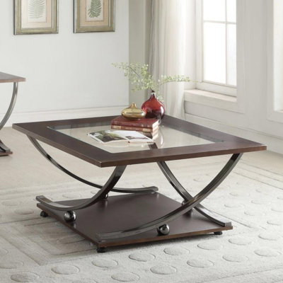 Rezan Square Coffee Table in Black Nickel and Clear