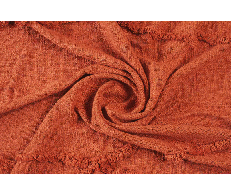 Jeté en coton tissé crème, Orange