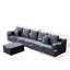 Canapé profond en velours côtelé 6 places, modulaire avec porte-gobelets, gris, moderne, sans assemblage, confortable pour les moments de tranquillité et télévision idéale-120912939-120912940-120912943