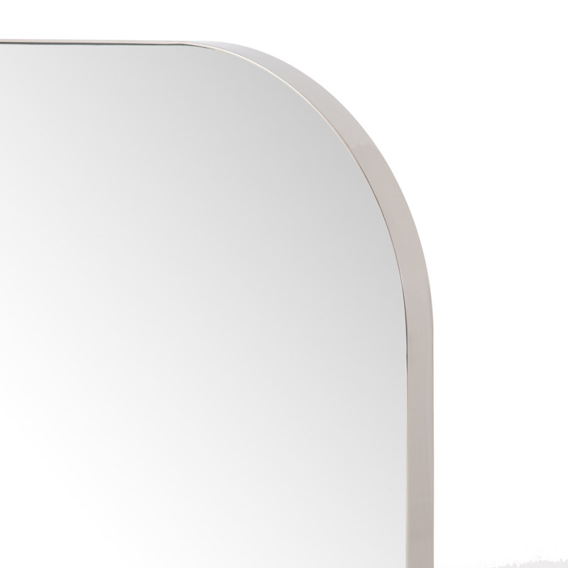 Bellvue Flat Metal Wall Mirror, 47.25" x 47.25", Shiny Steel