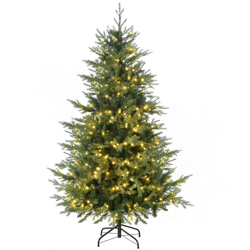 Arbre de Noël artificiel haut 6 pi avec 2328 branches, 400 lumières DEL blanc chaud, ouverture automatique, 8 modes d'éclairage