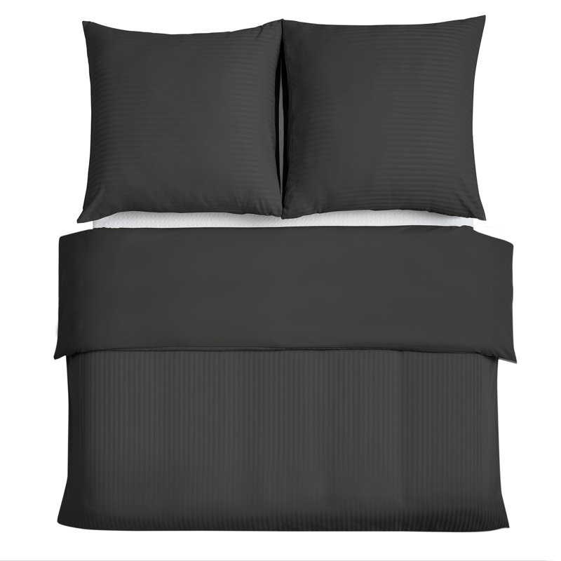 Duvet Cover Bedding Set Microfiber Striped Duvet Cover Set with Pillow Shams, Black, King Duvet Cover + 4 Additional Pieces