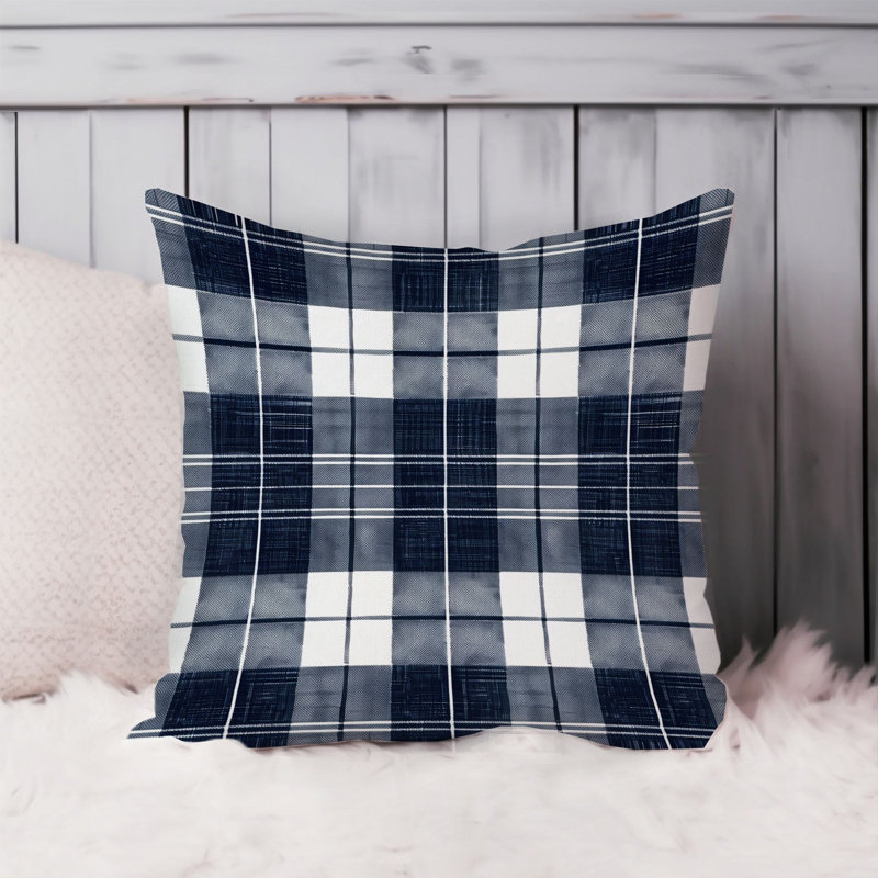 Abstract Navy ]Blue Plaid Pattern VII Modern, 16"H x 16"W