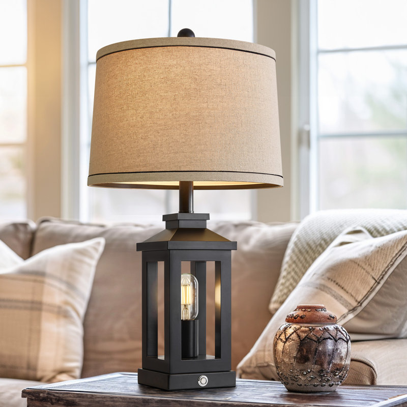 Tormey 23.75"Farmhouse Touch Table Lamp with USB Port for Living Room,Bedroom, Office (Bulb Included)
