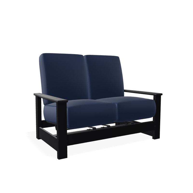Leeward 56.5'' Wide Loveseat with Cushions, Canvas Navy Sunbrella® Canvas, Black