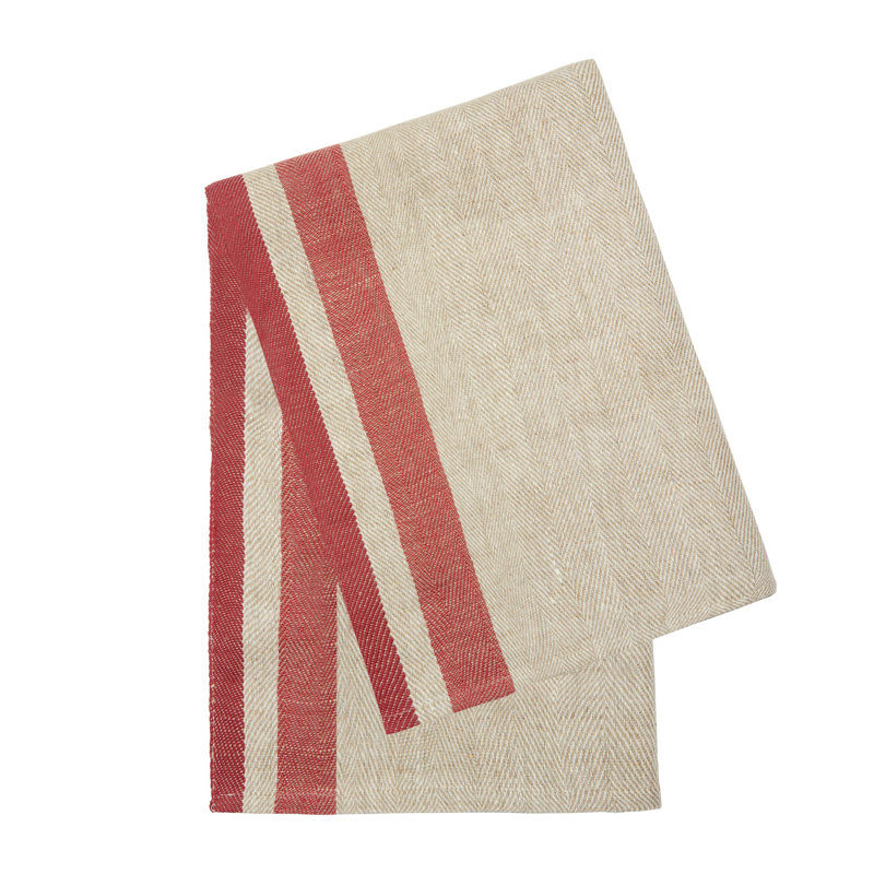 Gordes Tea Towel - Blue/Natural - 20" x 30" - Set of 2, Red/Natural