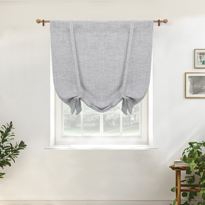 Antonino Linen Textured Blackout Tie Up Curtains Double Layer Thermal Insulated Lined Balloon Roman Shade