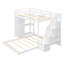 Lit superposé simple au-dessus de double avec tablettes à 3 niveaux, tiroirs et escalier de rangement-1235834897