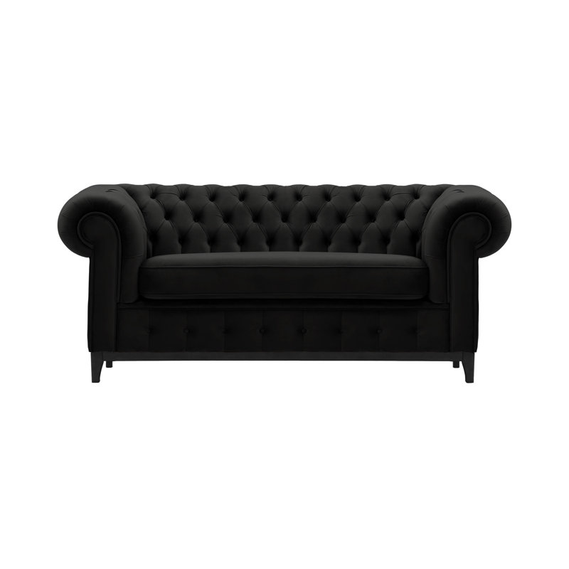 Fryar Velvet Sofa, 2, Black, Black
