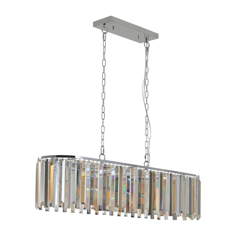 Lustre en cristal 8 lumières Modern Elegance, structure ovale en chrome poli de 40 pouces