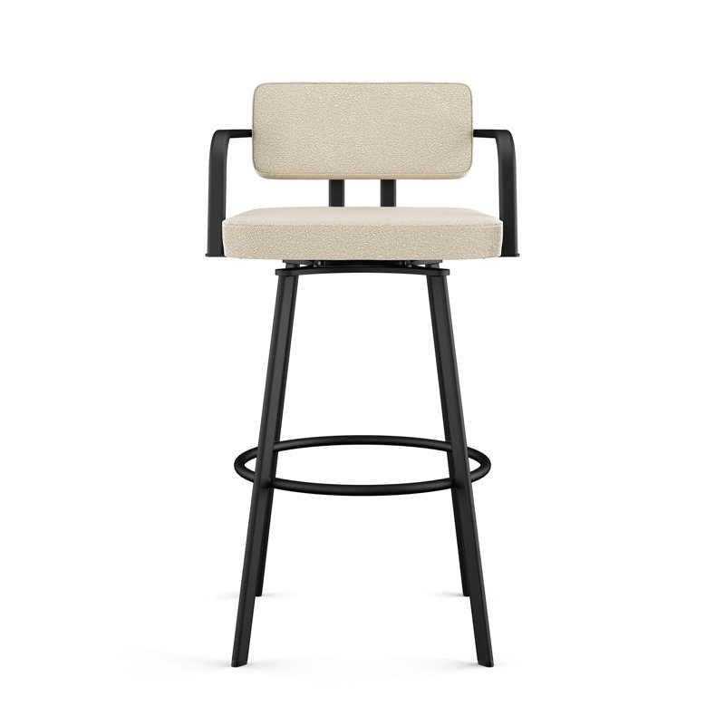 Tabouret de bar et de comptoir pivotant 17 Stories Darien, Crème, crème, Tabouret de comptoir (siège d'une hauteur de 26,6