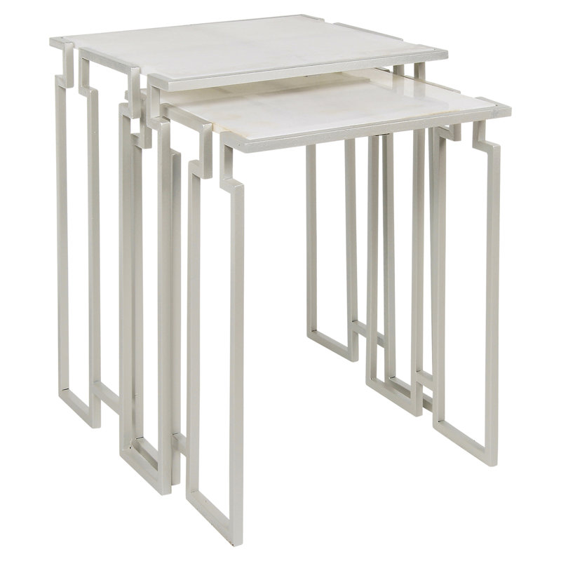 Bosphorus 2 Piece Nesting Tables, Oyster White