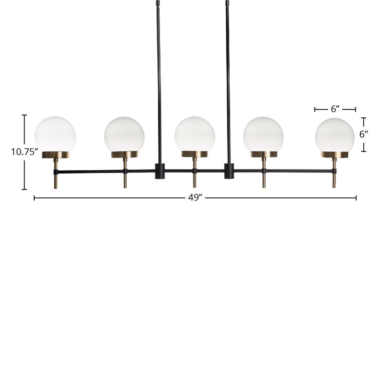 Luminaire suspendu pour îlot de cuisine 5 lumières Liberty, Or, Blanc
