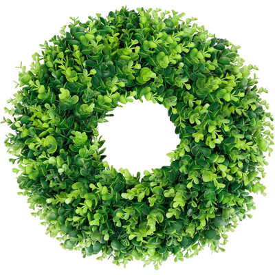 Boxwood Wreath – Green – Artificial, All-Season, Indoor & Outdoor, Farmhouse Style