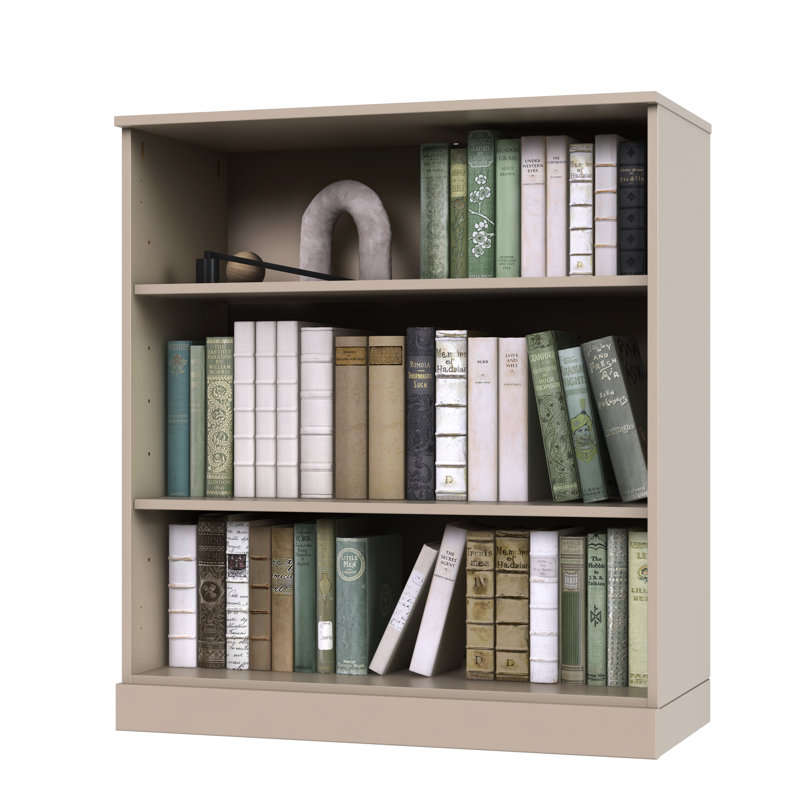 Palace Imports 100% Solid Wood 3-Shelf Bookcase, Adjustable Shelves, 32" Wide, 35.75" Tall, Beige