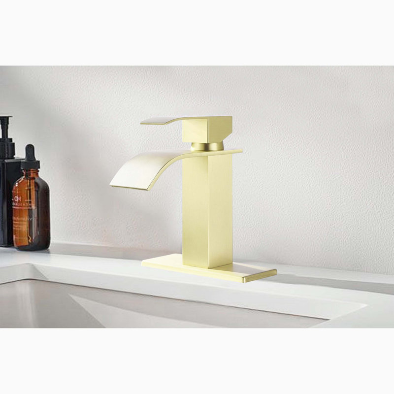 Robinet de lavabo de salle de bain à poignée simple, Brushed Gold