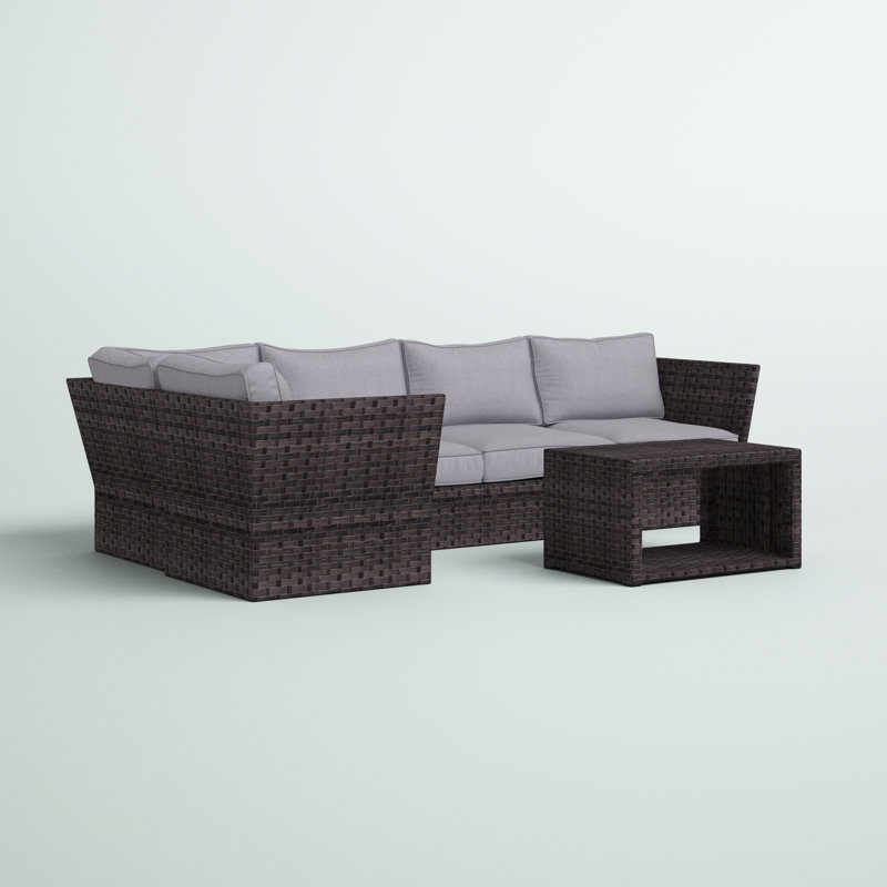Anndale Wicker Fully Assembled 4 - Person Seating Group with Cushions