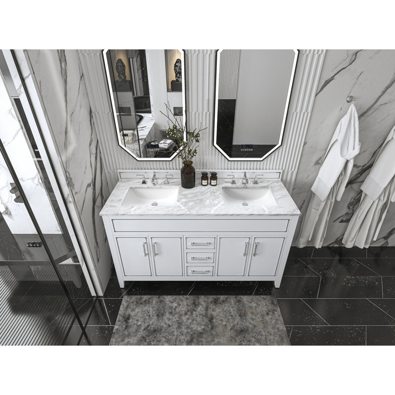 Aspen 60'' W Double Vanity, White, Chrome