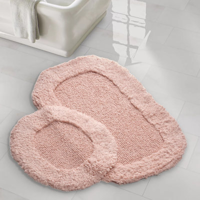 Ensemble de tapis de bain luxueux Choudhury (2 pièces) | 100% coton, dessous antidérapant | 19,7 po x 23,6 po et 23,6 po x 39,4 po | Lavable à la machine à 86 ° F | Couleur poudre douce | Parfait pour le confort et le style de la salle de bain